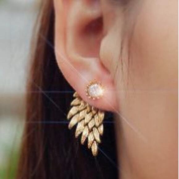 Wing Shape Rhinestone Swing Earrings - Picture 2 of 3